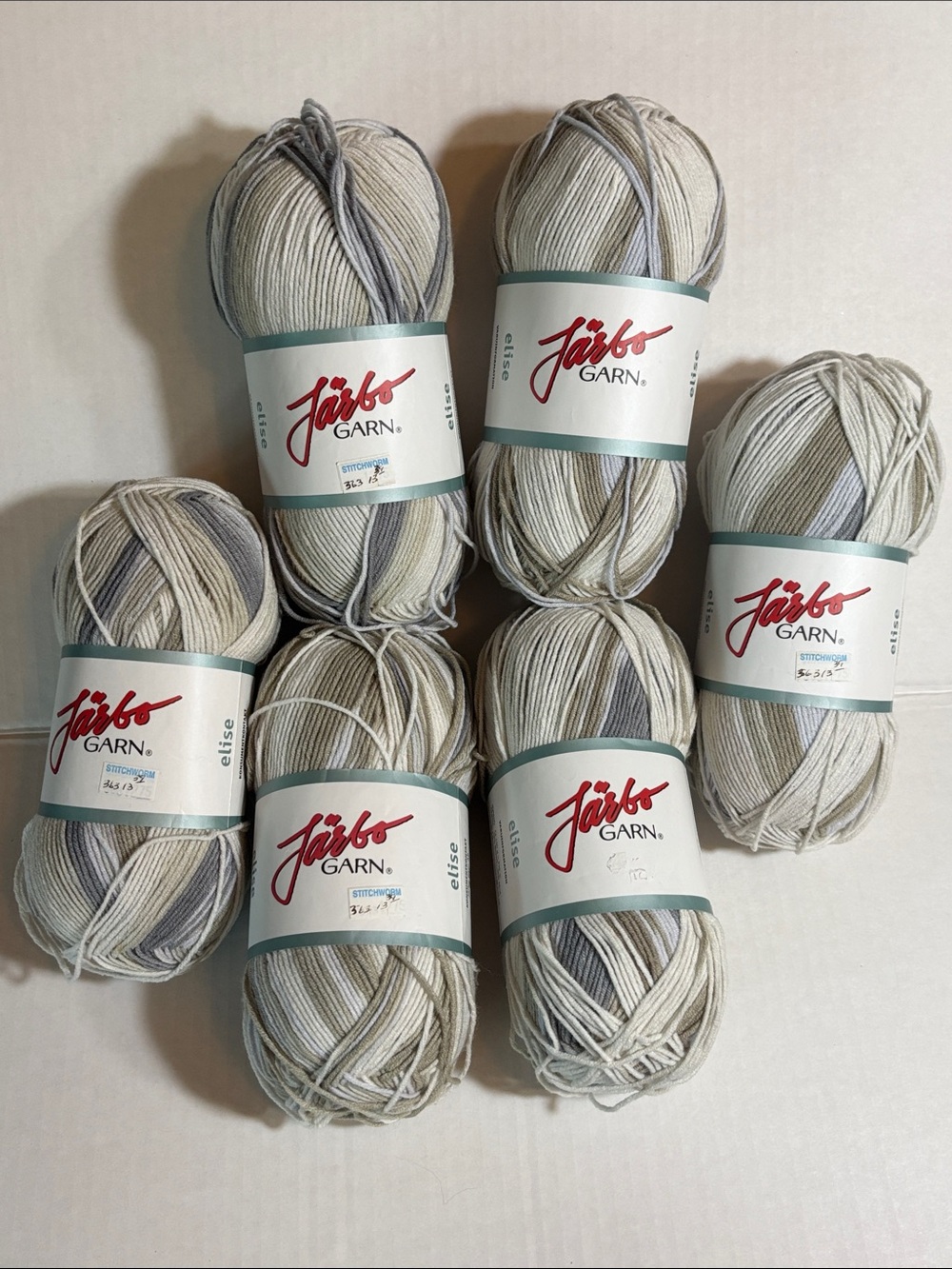 ELISE Gray Cream Taupe Blend variegated set of 6.